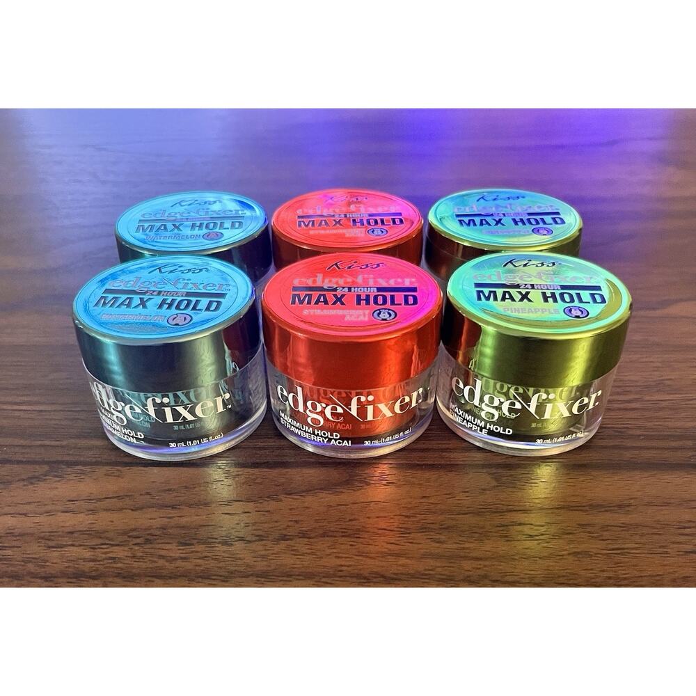 Kiss Edge Fixer 24-Hour Max Mixed Lot Of 6 Watermelon/Strawberry Açaí/Pineapple